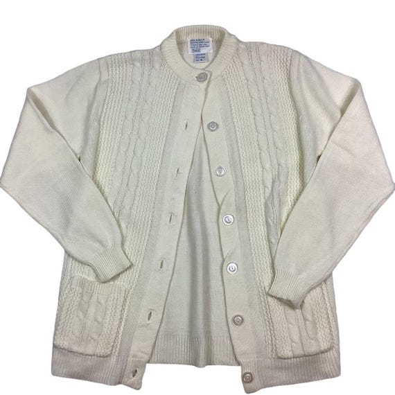 Vintage 70s Sears Cable Knit Cardigan Sweater. Made in Taiwan 