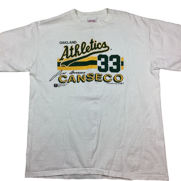 Vintage Oakland Athletics 1988 MLB Jose Canseco single stitch Tshirt.  Made in the USA. High-quality. Nutmeg Mills. XL. Bash Brothers