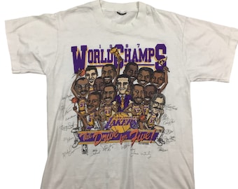 1987 Los Angeles Lakers Championship Drive for five Vintage single stitch T-shirt. Measures as a S/XS
