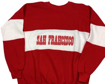 Vintage San Francisco 80/90s color block crewneck. Made in the USA. Tagged as an XL. 23 inches pit to pit, 28 inches long