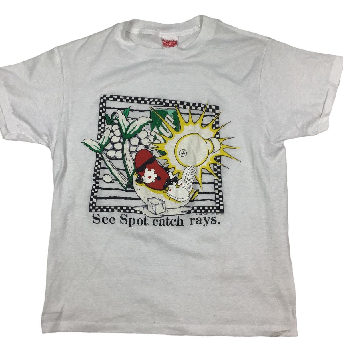 Vintage 1988 7-up See Spot Catch Rays Single Stitch T-shirt. Made 