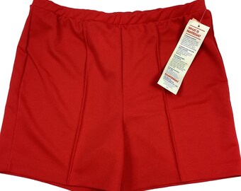 Vintage Damen-Shorts aus Polyester im Stil der 70er Jahre im Zweier-Set. Hergestellt in den USA. Markiert als 18, misst als groß.