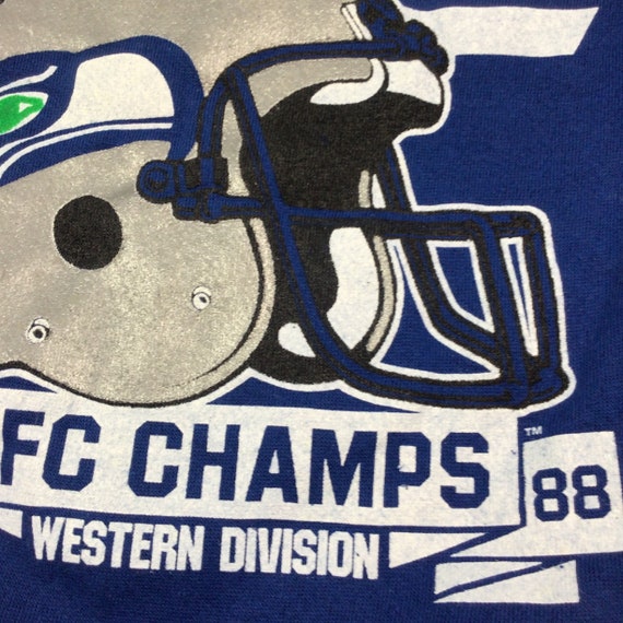 1988 Seattle Seahawks vintage football champs Crewnec… Gem