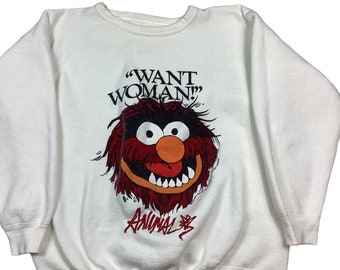 Vintage Muppets 1985 Jim Henson Tier Raglan Sweatshirt. 1/1 seltenes Vintage Fundstück. Hergestellt in Kanada. Hochwertig. M/L