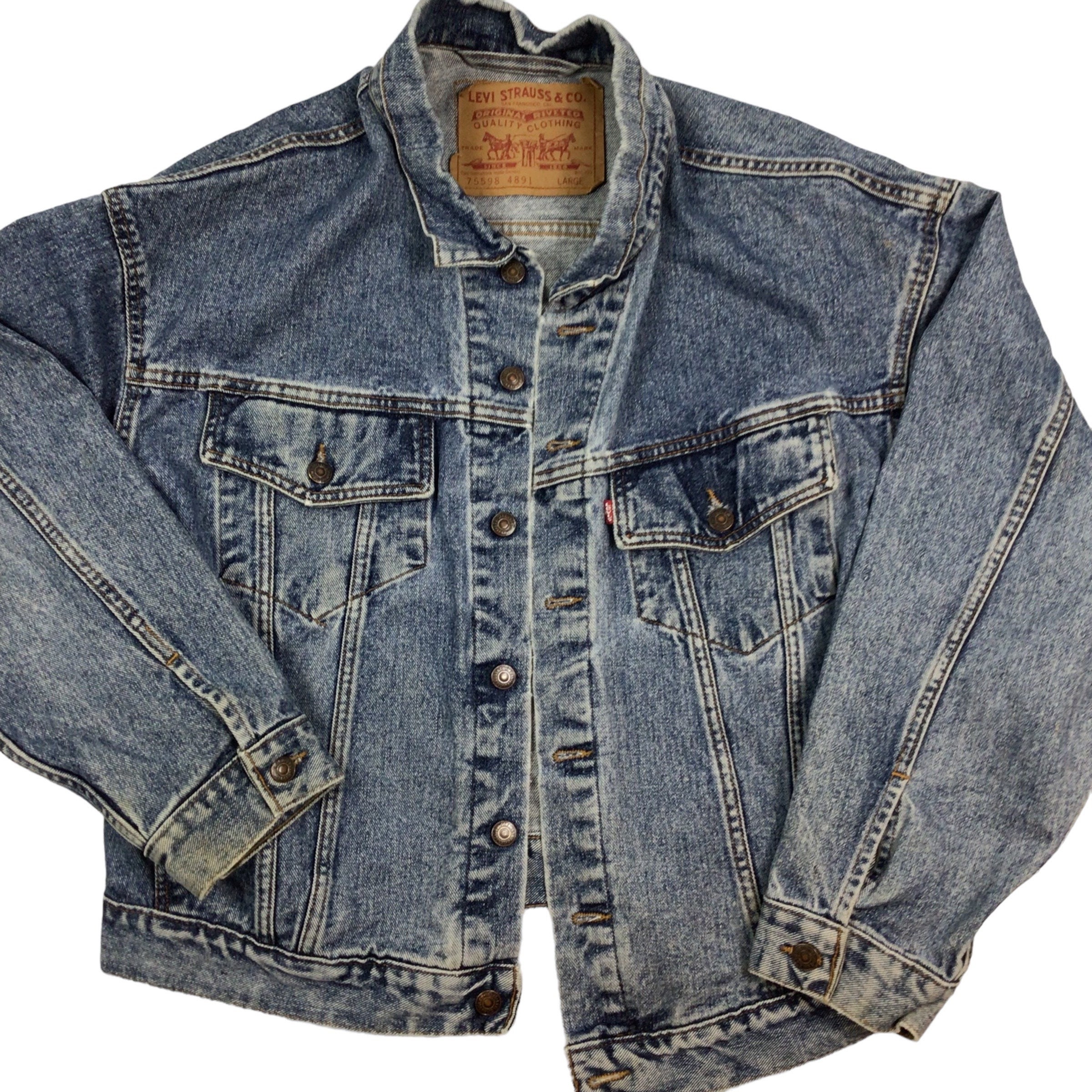 Vintage 90s Levi's 501 Live the Legend Denim Jacket. Made in Vintage 90s Levi's 501 Live the Legend Denim Jacket. Made in