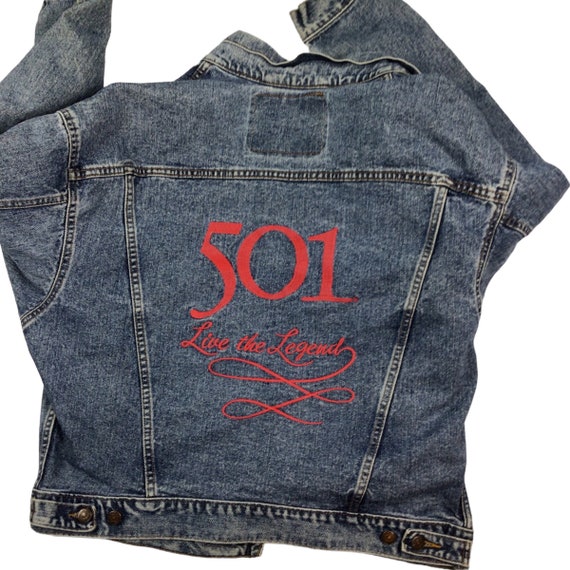 Vintage 90s Levi's 501 Live the Legend Denim Jacket. Made in Vintage 90s Levi's 501 Live the Legend Denim Jacket. Made in