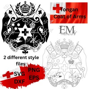 Herb Tonga SVG | Herb Królewski Tonga SVG | Herb Polinezji | Plik do grawerowania laserowego | Cricut | Glowforge | dxf png eps svg