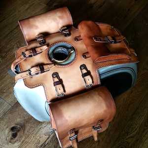 Bmw r45 r65 r80 r100 leather tank bags with documents holder cafe racer special scrambler