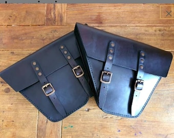 Honda CB 350/500/750 side bags. Dark Walnut color. Handmade in Italy.