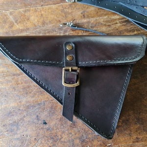 Ducati scrambler series left side bag. cafe racer scrambler. Aged WALNUT color.