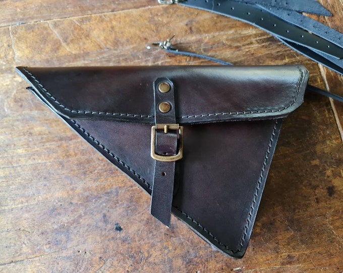 Ducati scrambler series left side bag. cafe racer scrambler. Aged WALNUT color.