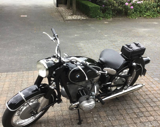 Black leather enduro tool bag bmw r50/2 enduro honda yamaha