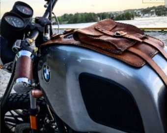 Bmw r45 r65 r80 r100 series leather tank belt and documents bag Cafe Racer and Scrambler Totally handmade.Hand made in Italy