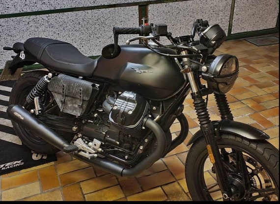 Moto Guzzi V7 850 Centenary Right Side Bag Cafe Racer Scrambler. Black Leather USED LOOK Etsy Ireland