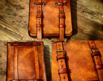 Motorcycle bag. Aged Tuscan leather. Hand-made in Italy.