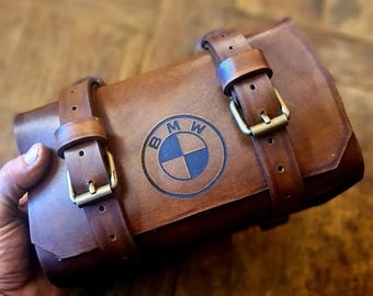 BMW R80G/S MOTORCYCLE TOP CASE, Aged Tuscan Leather, Hand Made in Italy