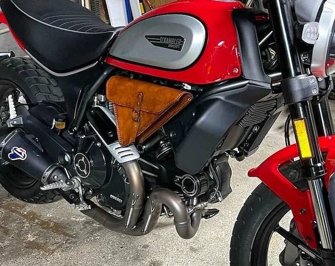 Ducati scrambler tool holder and documents in aged leather RIGHT SIDE