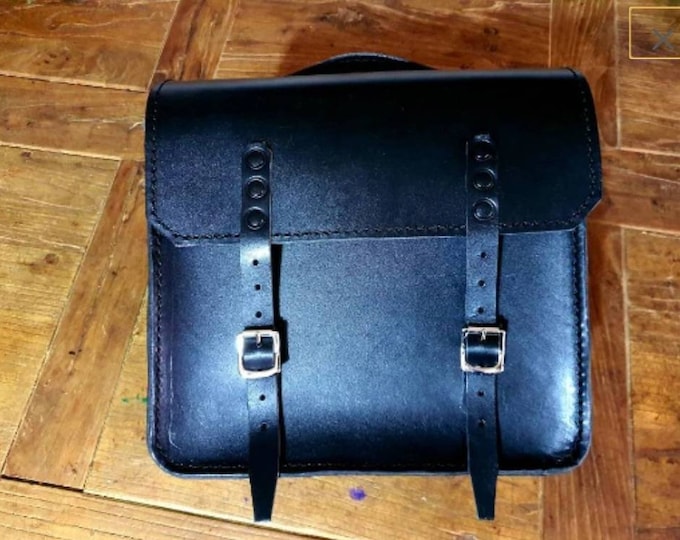 BLACK leather leather motorcycle bag with Unit Garage quick realase system support for Bmw R nine T and similar