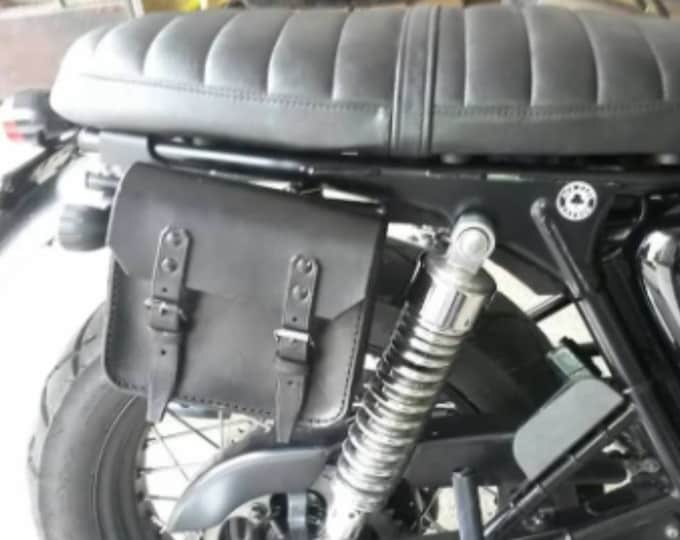 Leather side motorcycle bag for Cafe Racer and Scrambler Cafe racer and Scrambler saddle bag. Triumph, bmw, honda, Guzzi.