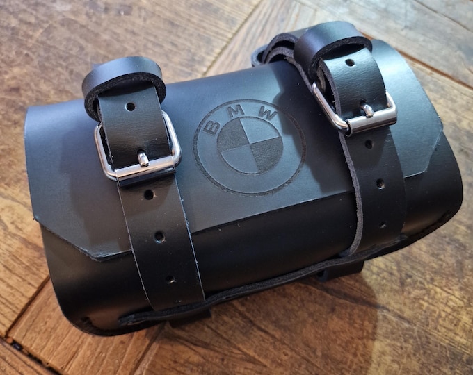 BLACK leather Enduro tool case. Black leather