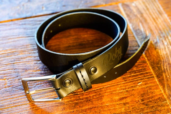 Leather laser cut belt with a brass buckle s-l400.jpg main image 3