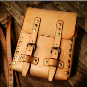 Natural leather side bag for Cafe Racer and Scrambler Cafe racer and Scrambler saddle bag natural color