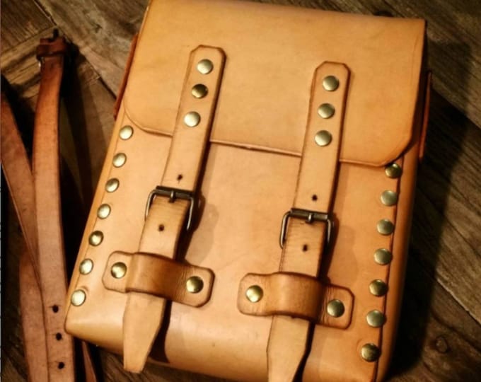 Natural leather side bag for Cafe Racer and Scrambler Cafe racer and Scrambler saddle bag natural color