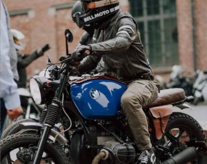 Bmw R series left side bag side cover. cafe racer scrambler. Aged light walnut color. Bmw r100 r80 r65 r45