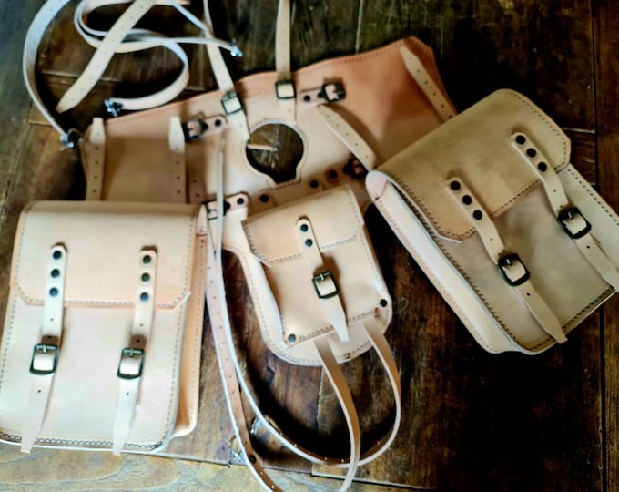 Bmw r Nine T family leather tank bags with documents holder café racer special scrambler Natural color Bull leather