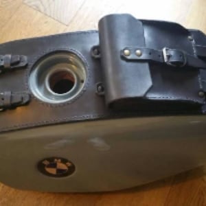 BMW R45 R65 Leder-Tankgurt und Dokumentenhalter. Cafe Racer Scrambler Special