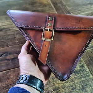 Ducati scrambler tool and document holder in aged leather LEFT SIDE