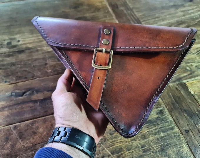 Ducati scrambler tool and document holder in aged leather LEFT SIDE