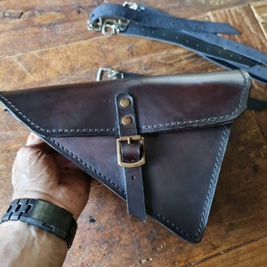 Ducati scrambler series left side bag. cafe racer scrambler. Aged WALNUT colour. image 2