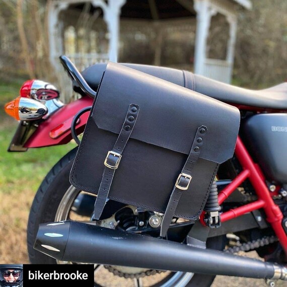 Cafe Racer Leather Bag Black Color Leather BMW. Triumph. Etsy