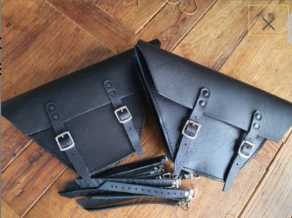 Moto Guzzi V35 V65 borsa leterale destra e sinistra in cuoio Nero