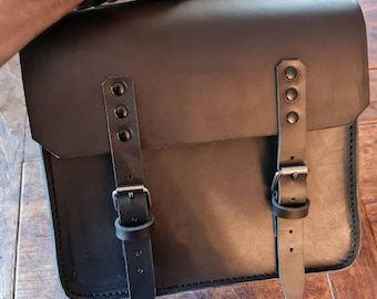 BLACK leather motorcycle bag with BMW support for BMW R nine T. Hand made in Italy