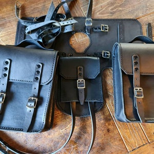 Bmw r Nine T family leather tank bags with documents holder cafe racer special scrambler black color leather