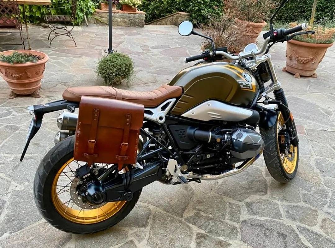 Moto Guzzi V7 850 Centenary Right Side Bag Cafe Racer Scrambler. Dark  Walnut Colored Leather -  Norway