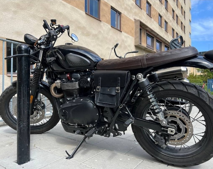 Triumph Bonneville Scrambler left side bag side cover. cafe racer scrambler. Color Black
