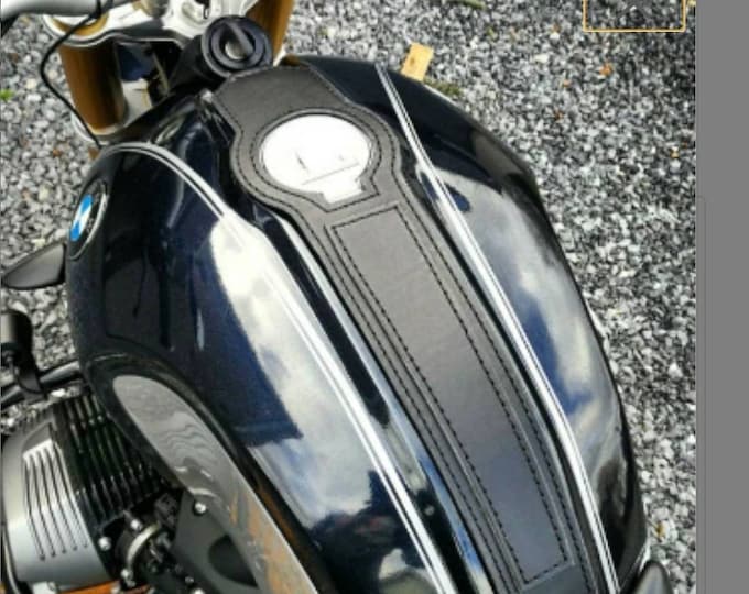 Bmw R nine T black leather tank strap Cafe Racer and Scrambler black color leather