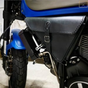 Ducati scrambler black leather tool and document holder LEFT SIDE