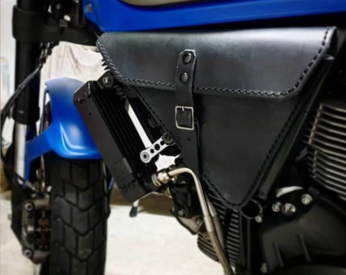Ducati scrambler black leather tool and document holder LEFT SIDE