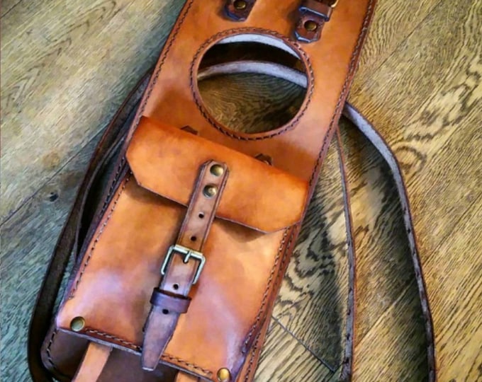 Suzuki Inazuma leather tank belt and documents bag Cafe Racer e Scrambler.