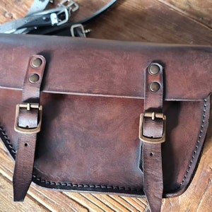 Moto Guzzi V7 right side bag cafe racer scrambler. DARK WALNUT colored leather