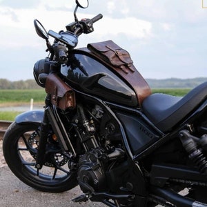 Honda rebel 1100 tank strap. Leather tank belt. Cafe Racer and Scrambler. Dark walnut colour. Deep brown