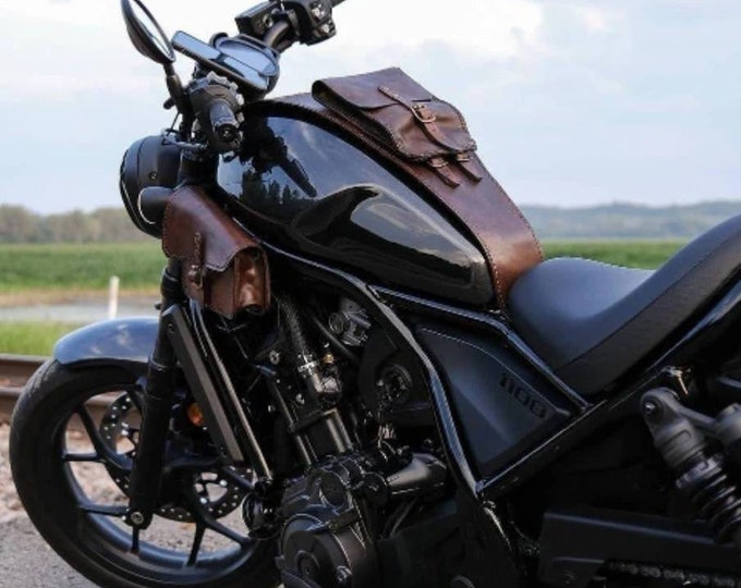 Honda rebel 1100 tank strap. Leather tank belt. Cafe Racer and Scrambler. Dark walnut colour. Deep brown