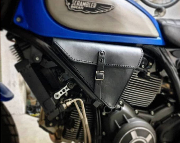 Ducati scrambler borsaporta attrezzi e documenti in cuoio nero LATO SINISTRO