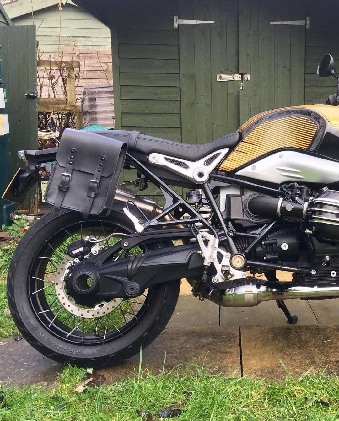 Leather Side Motorcycle Bag for Cafe Racer and Scrambler Cafe Racer and ...