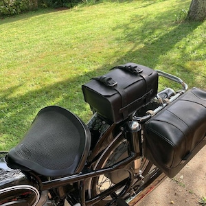 Black leather enduro tool bag bmw r50 enduro honda yamaha