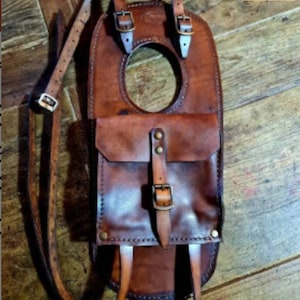Bmw R/5 leather tank belt and documents holder Cafe Racer and Scrambler. Medium brown